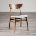 Mid-Century Modern Side Chair Set in Walnut and Light Gray.