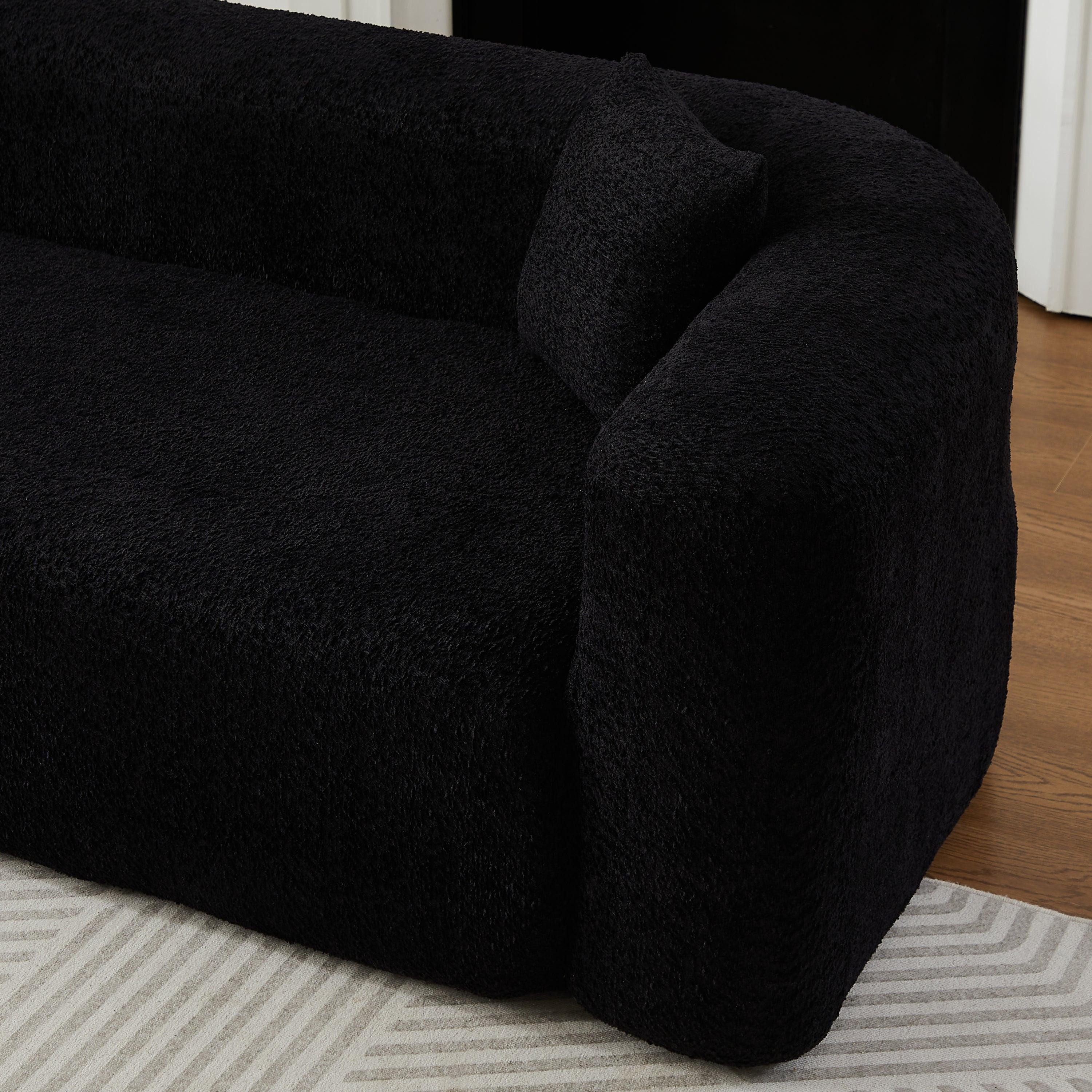 Modular Sectional Sofa with Curved Back & Chenille Fabric.
