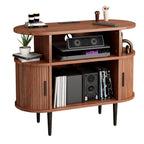 Mid Century Modern Record Player Stand with Charging Station.