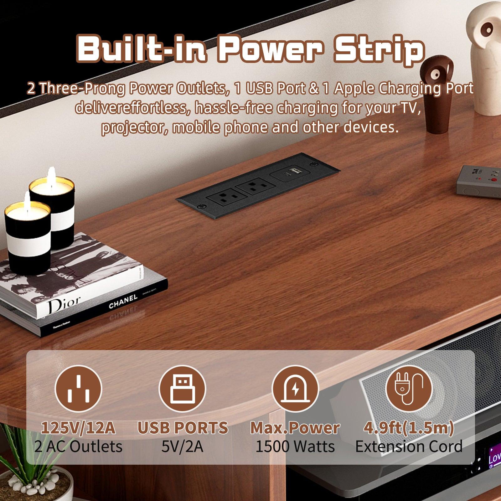 Mid Century Modern Record Player Stand with Charging Station.