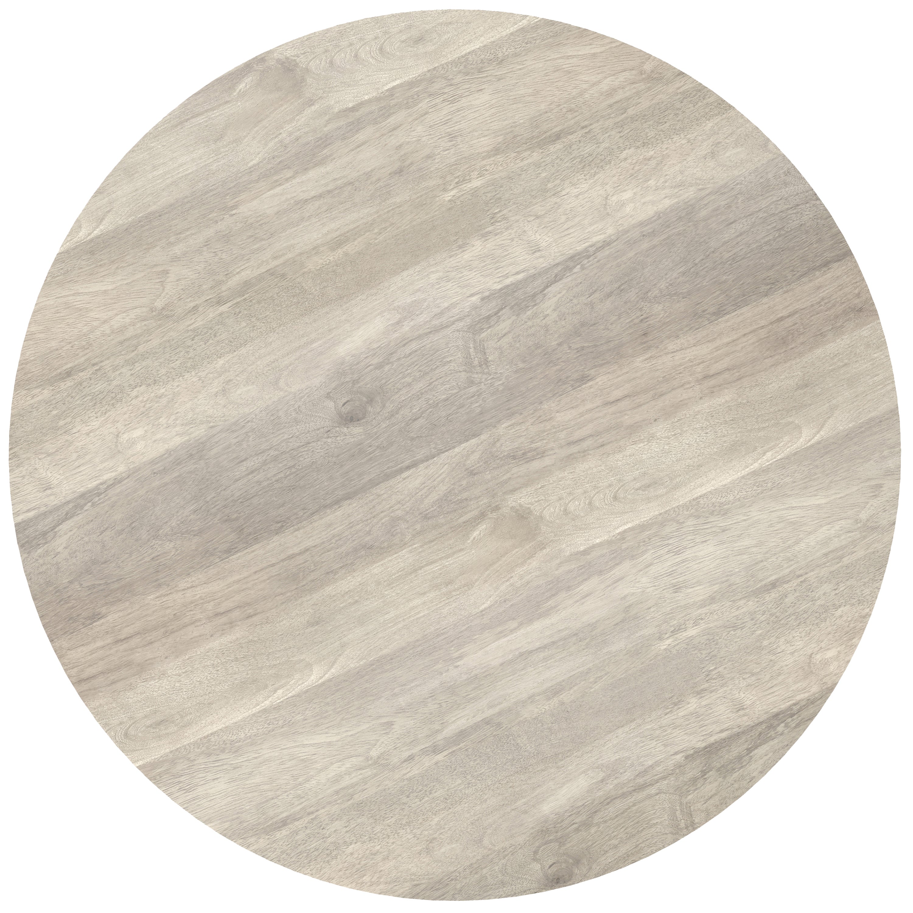 Top view of the Elmbrook Drum Coffee Table showcasing its smooth, round rustic white mango wood surface with natural grain patterns.