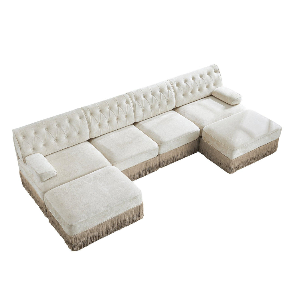 4-Seater Modular Sectional Sofa with 2 Ottomans.
