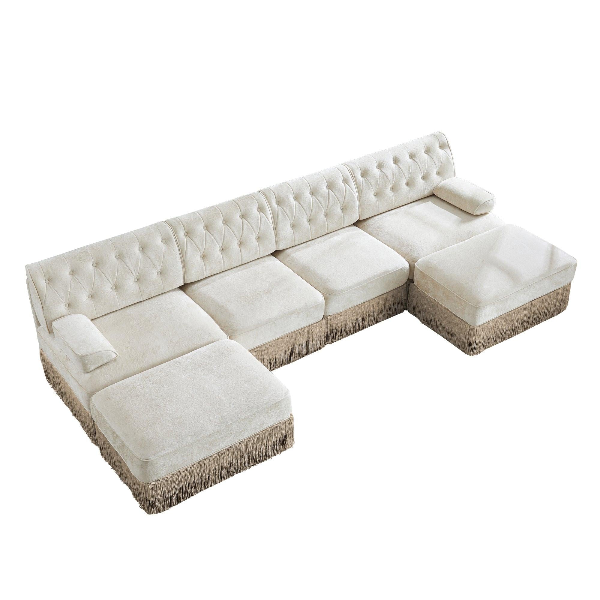 4-Seater Modular Sectional Sofa with 2 Ottomans.