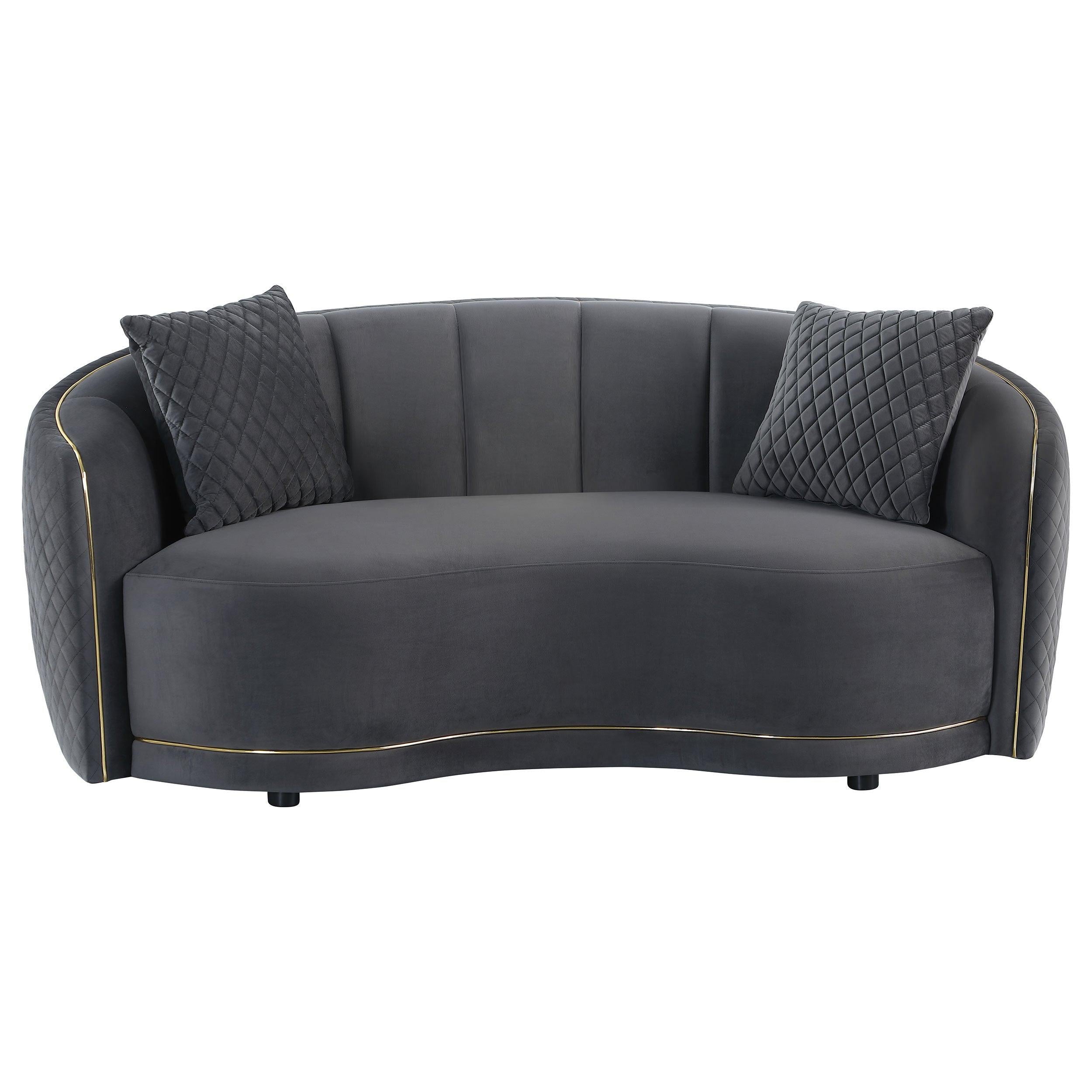 Lorraine Dark Grey Upholstered Sofa Set.
