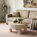 Round Coffee Table with Hidden Storage and Flip Top.