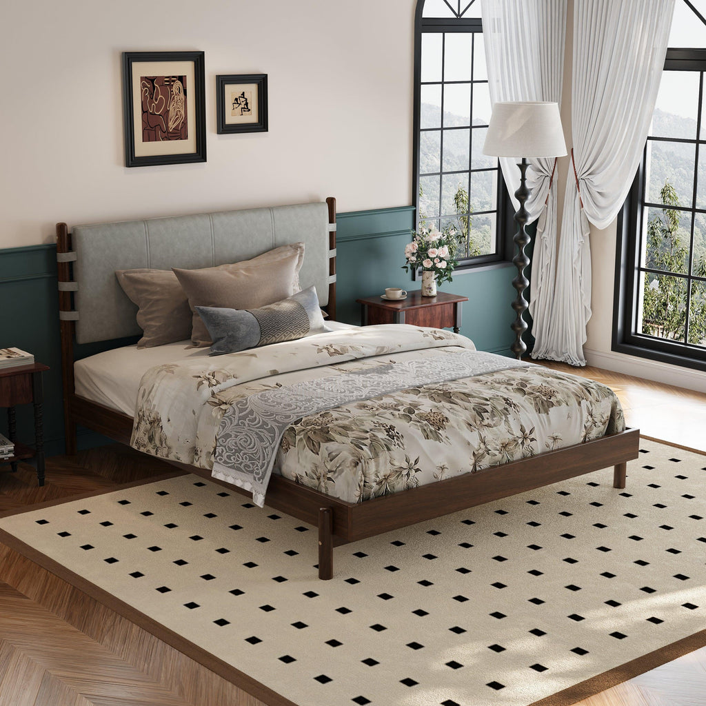 Queen Rubber Wood Bed Frame with Headboard.