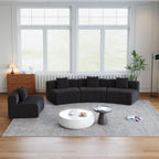 Chenille Curved Sectional Sofa with 4 Pillows for Relaxation.