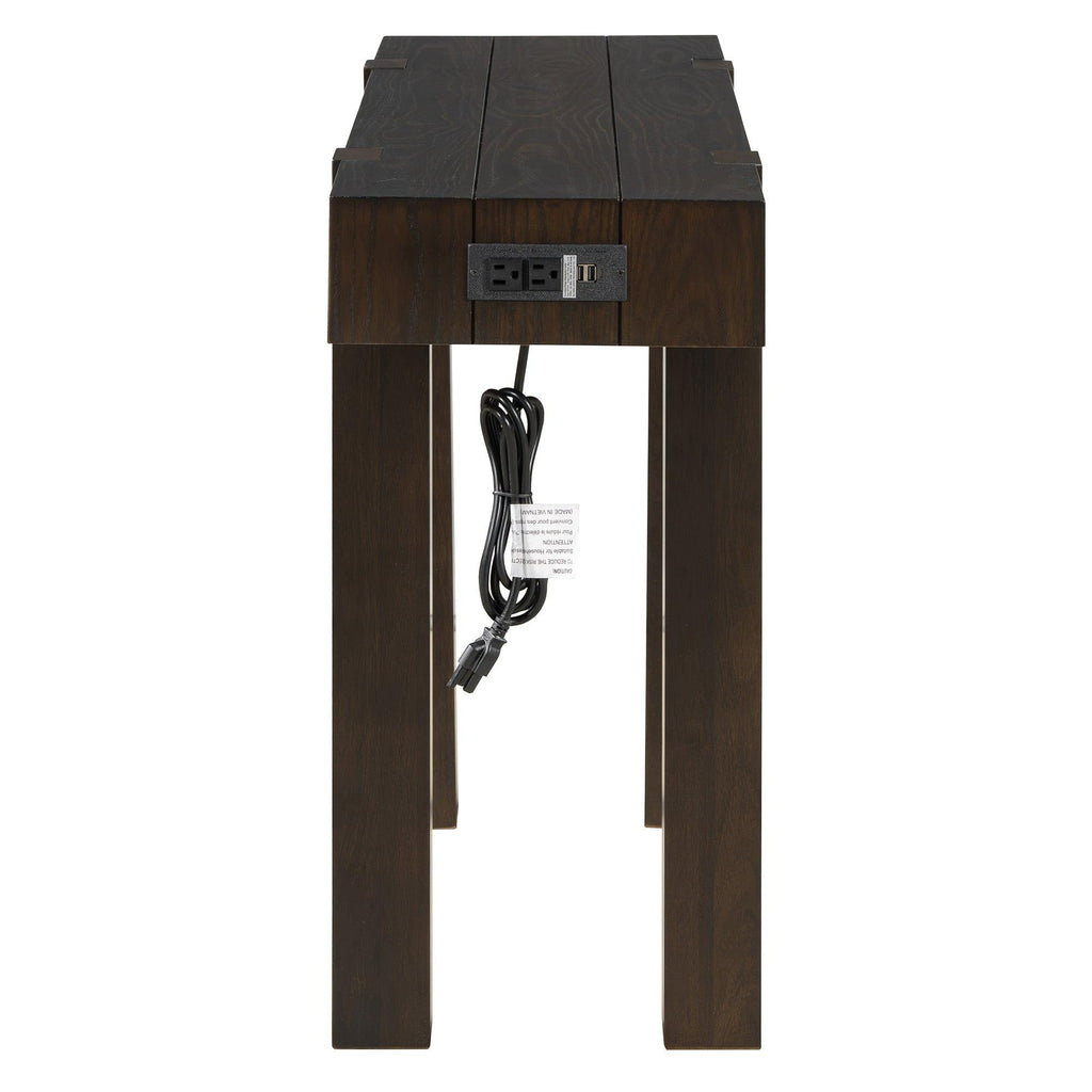 Rustic Console Table with Power Outlet and Hidden Drawer.