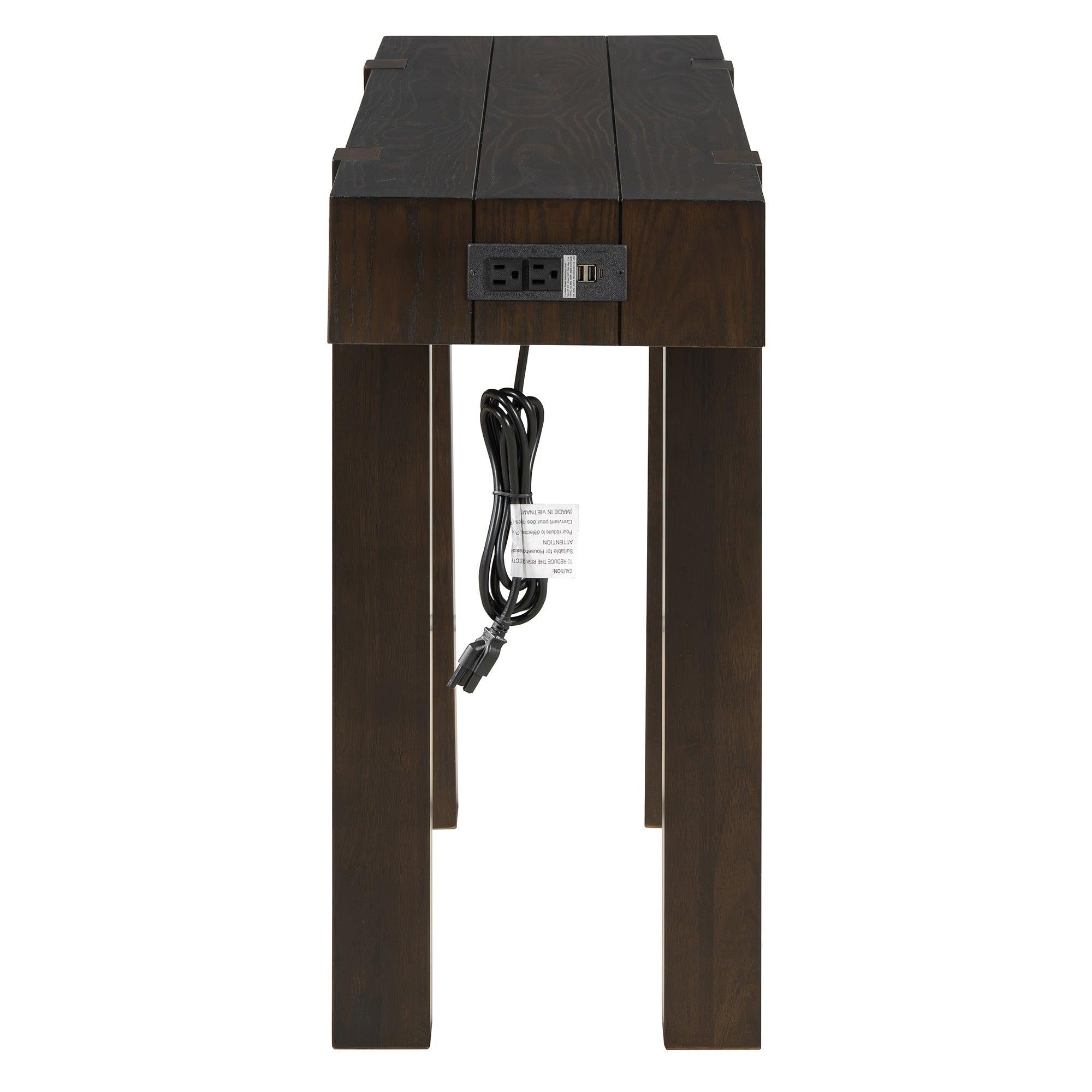 Rustic Console Table with Power Outlet and Hidden Drawer.
