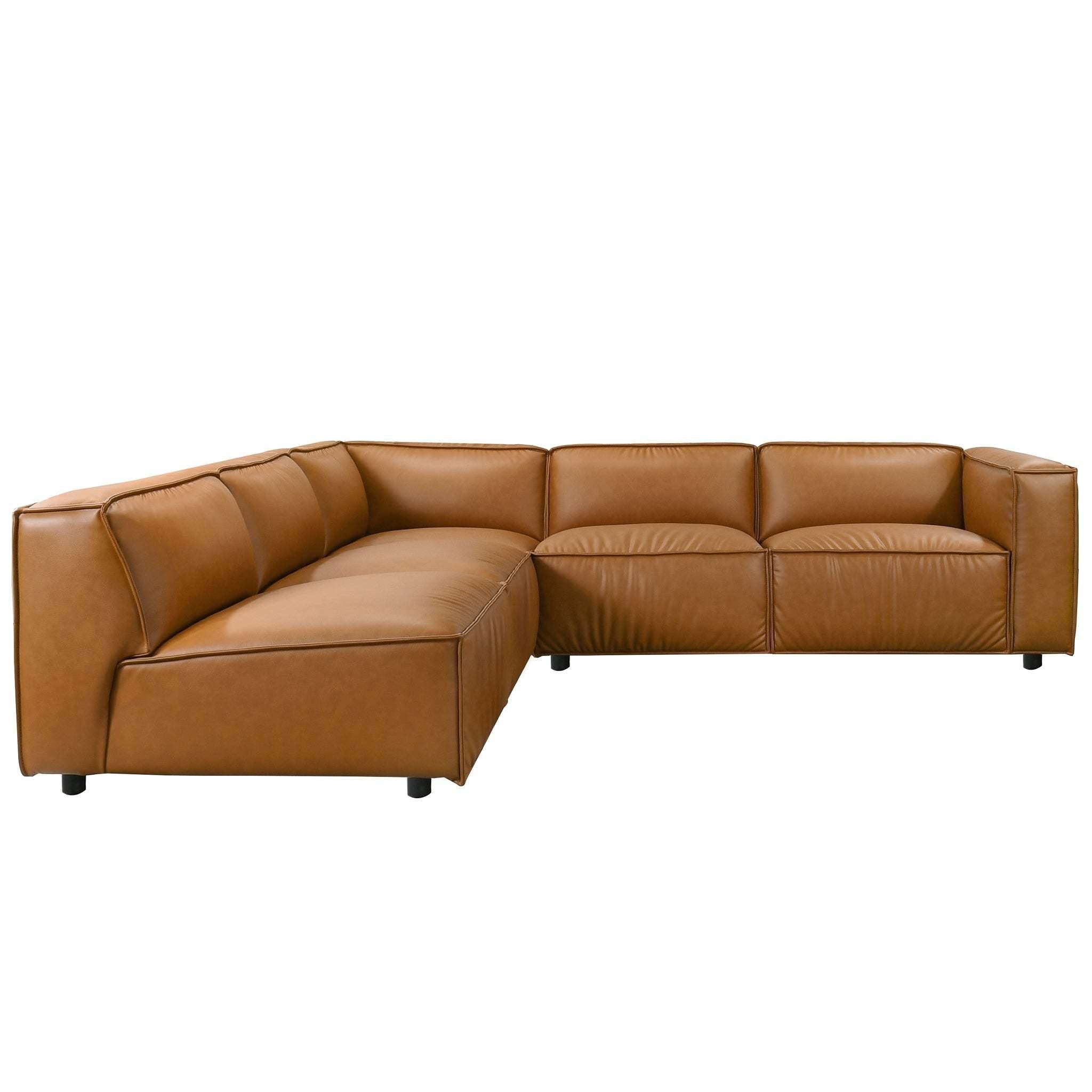 Findlay Mid Century Modern Vegan Leather Sectional Sofa.