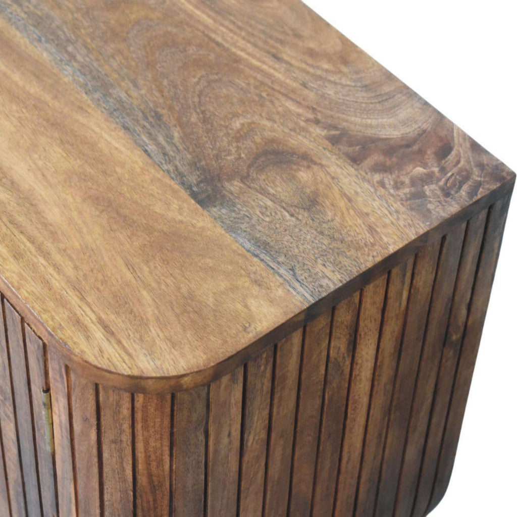 Solid Wood Media Console - Artisan Furniture with Shelves.