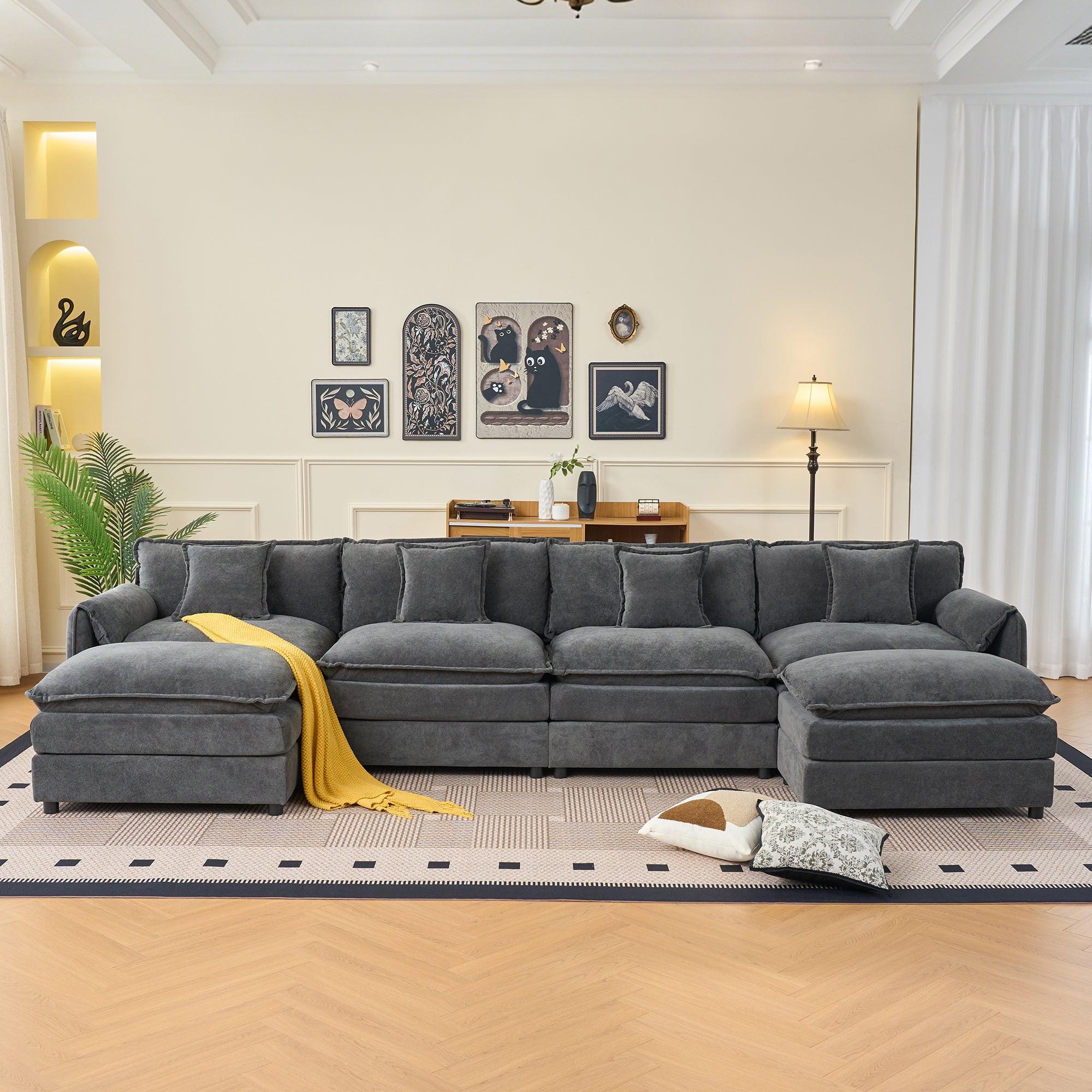 Modular Sectional Sofa Grey - Comfy 4-Seater Couch Set.