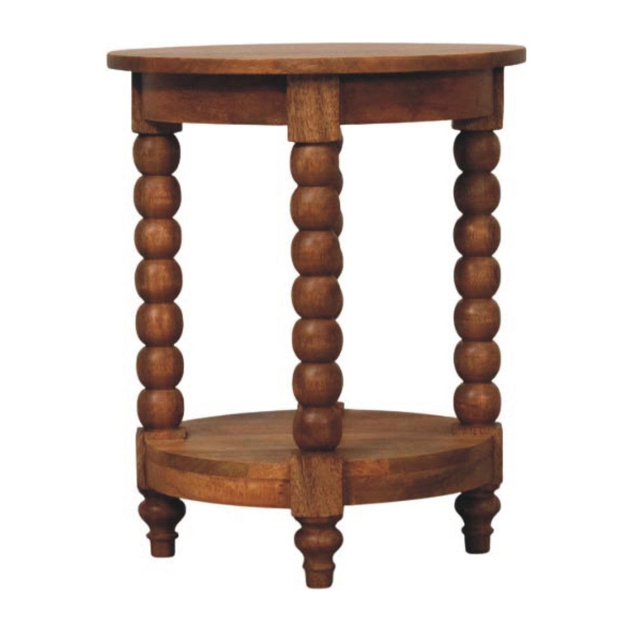 Wooden Barley Twist Round Side Table.