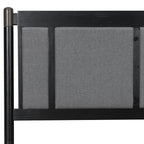 Solid Wood Queen Bed - Heavy Duty, Support 500 lbs - Black Headboard.
