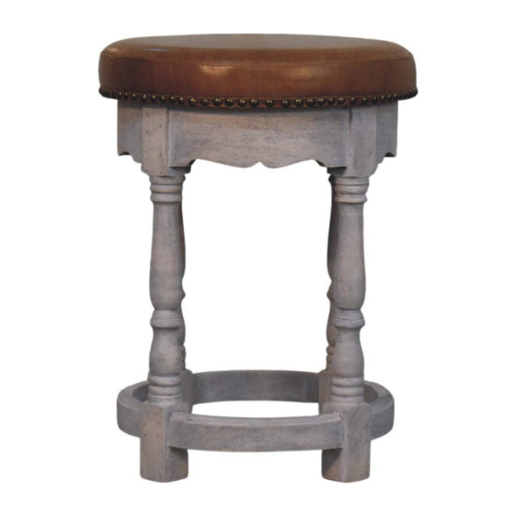 Solid Wood Rustic Charm Stool for Dining Room Use.