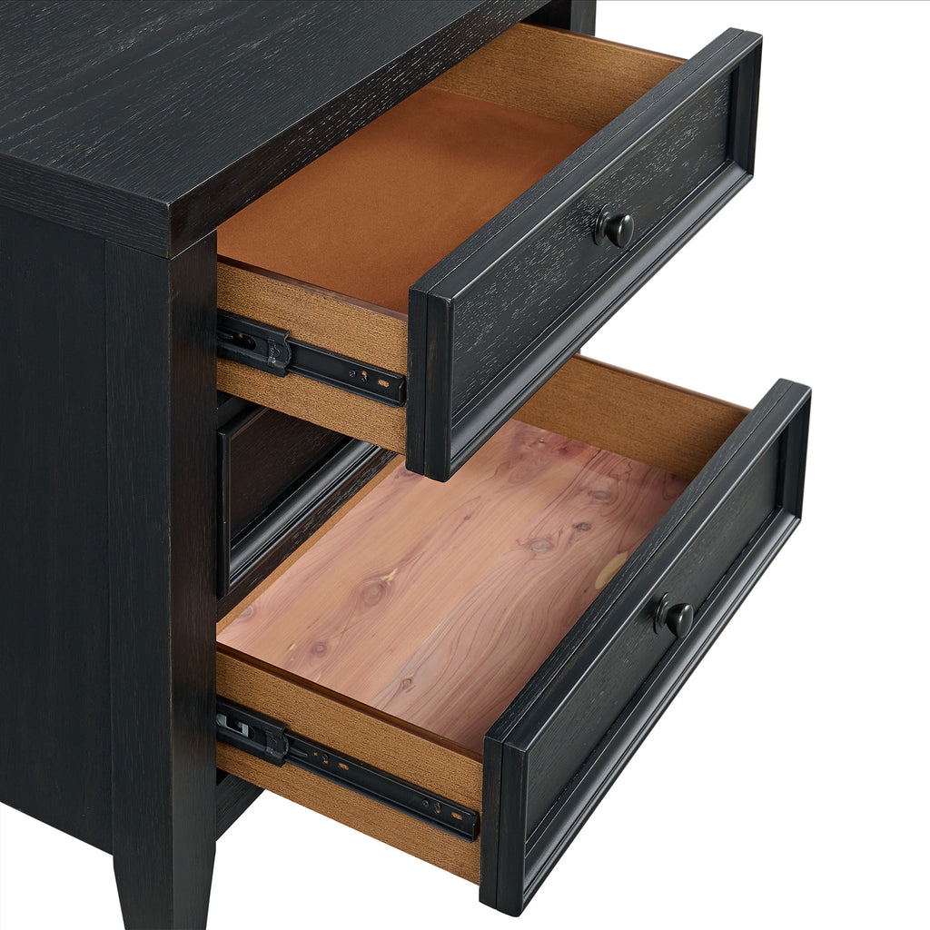 Black 3-Drawer Nightstand