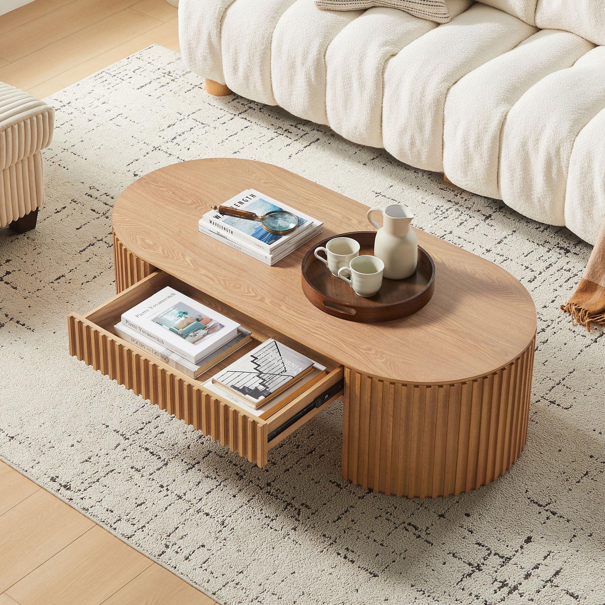 51.18'' Oval Coffee Table - Mid Century Modern Design.
