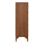 1pc Walnut Finish Five-Drawers Tall Chest for Bedroom.