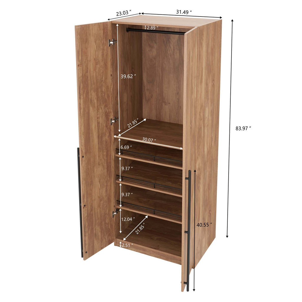 Lee 32' Wardrobe Closet in Golden Brown