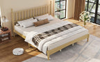 King Size Wood Platform Bed Featuring a Gourd Shaped Headboard.