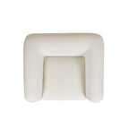 Top view of Alpine 44' Sherpa Arm Chair in Ivory White Boucle showing wide cushioned seat and curved armrests.