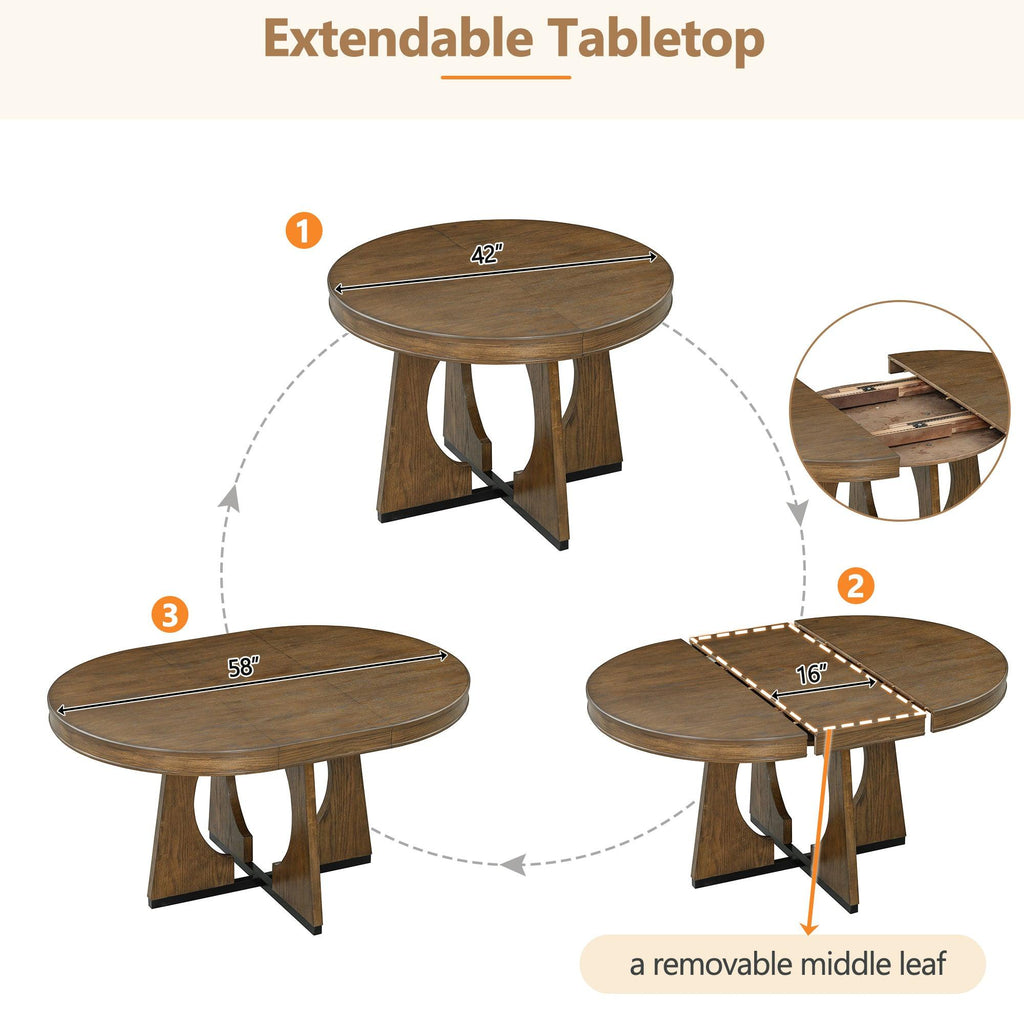 TREXM Extendable Dining Table Set for 4 with Chairs.