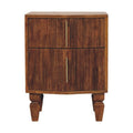 Solid Wood Louvre Bedside Unit,Brown,2-Drawers