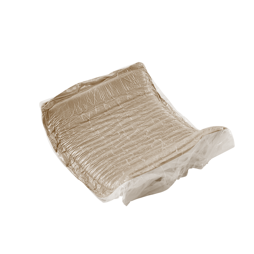 Vacuum-sealed cushion of Velvet L Shape Modular Sectional Sofa, illustrating compact packaging for easy transport.