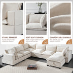 117.5'' Modular Sectional Sofa with Movable Storage Ottoman.