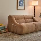 Chenille Fabric 2-Seater Sofa, Easy-Transport, Brown.