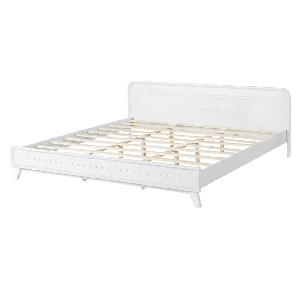 Pine Solid Wood King Size Bed - No Box Spring Needed.