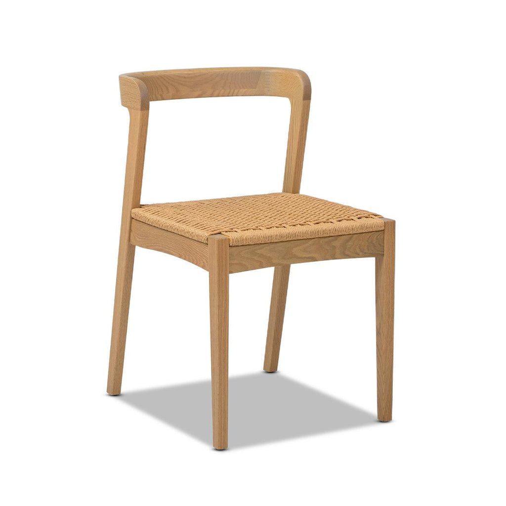 Capri Woven Seat Oak Wood Dining Chair Natural Brown Red Oak.