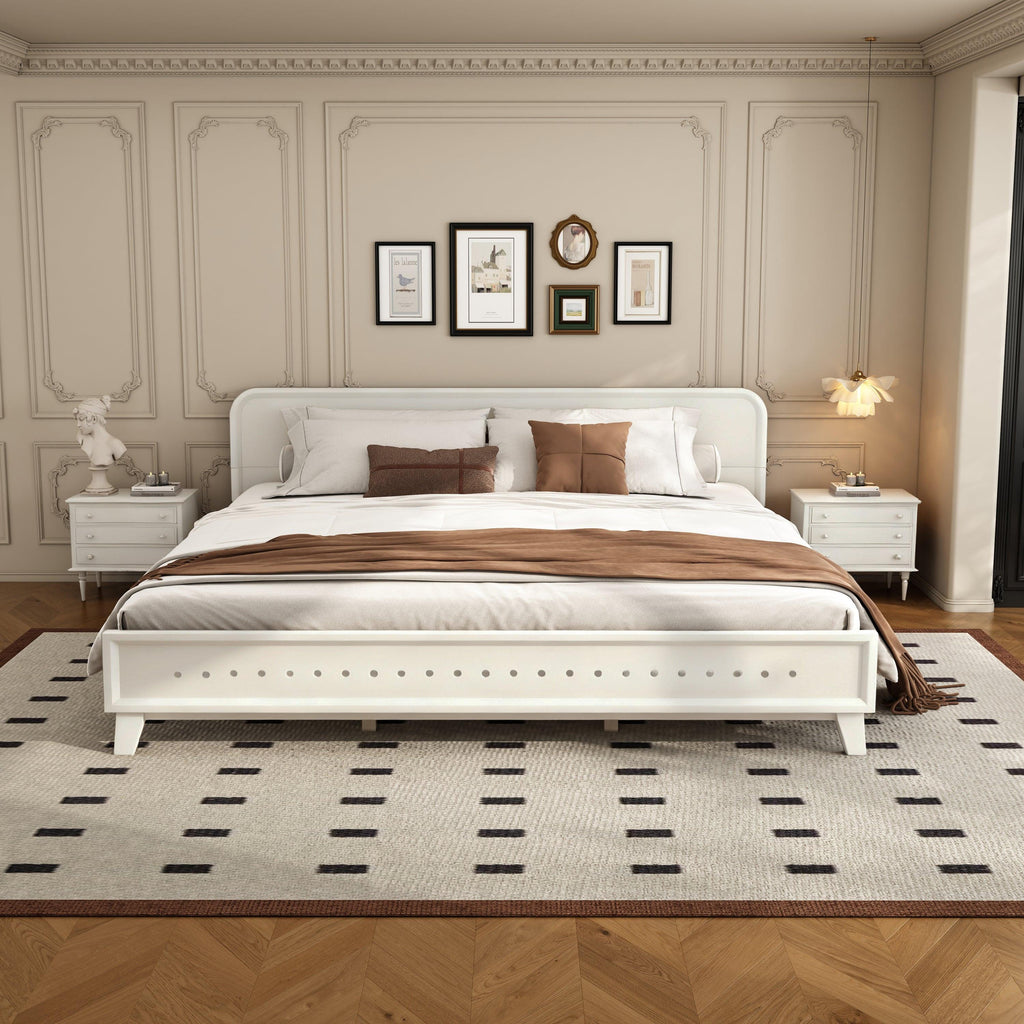 Pine Solid Wood King Size Bed - No Box Spring Needed.