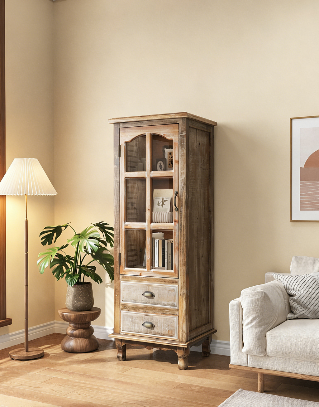 Rustic Wooden Storage Cabinet with 3 Drawers for Organization.