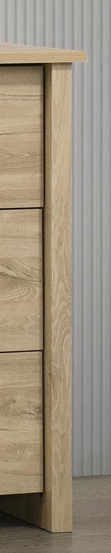 Light Oak 6-Drawer Dresser with Black Handles.