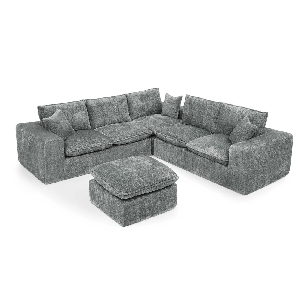 107'' Modern Boucle Sectional Sofa with Moveable Ottoman.