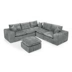 107'' Modern Boucle Sectional Sofa with Moveable Ottoman.