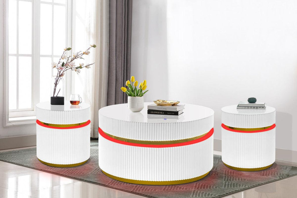 Tivoli 3-Piece LED Coffee Table Set with Glass Top.