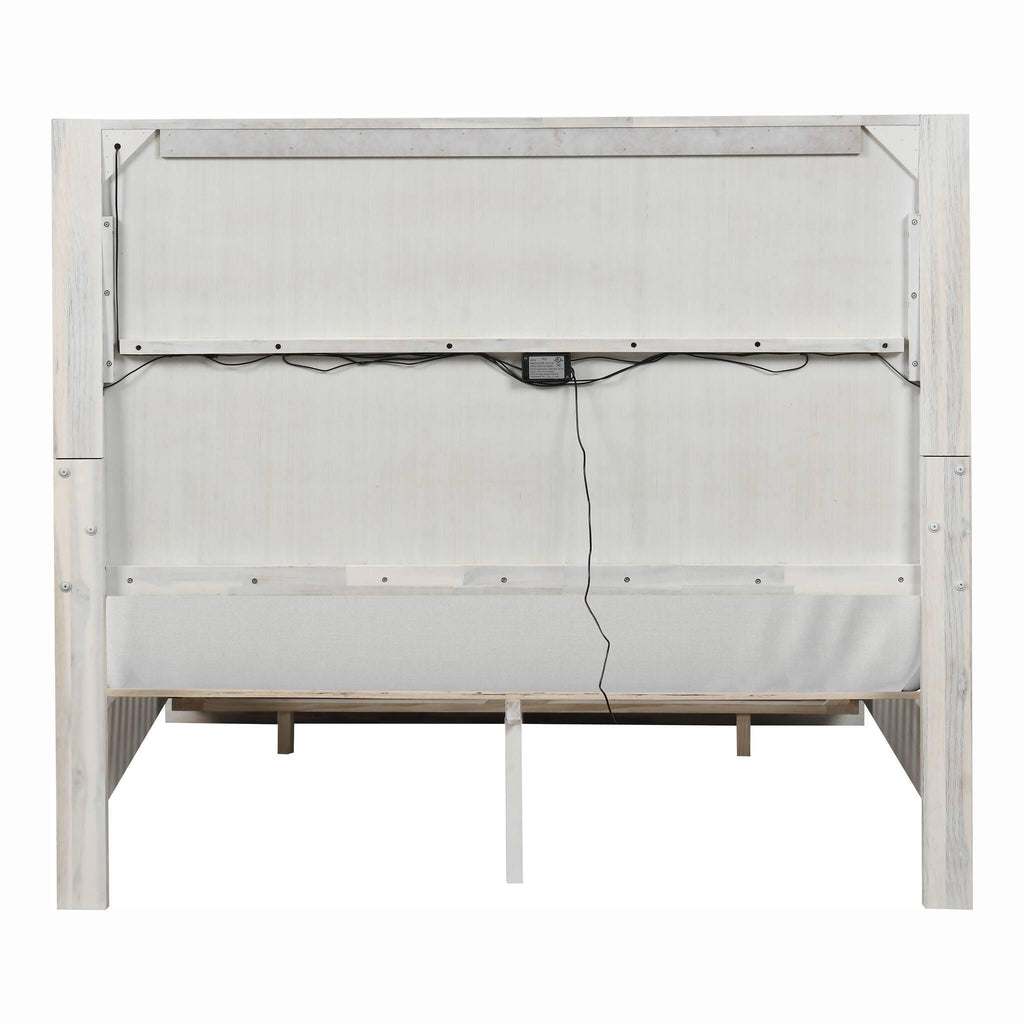 3pc King Size Bed Set with LED Nightstands - Light Grey.