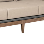 Outdoor Patio Sofa in Weathered Eucalyptus Wood.