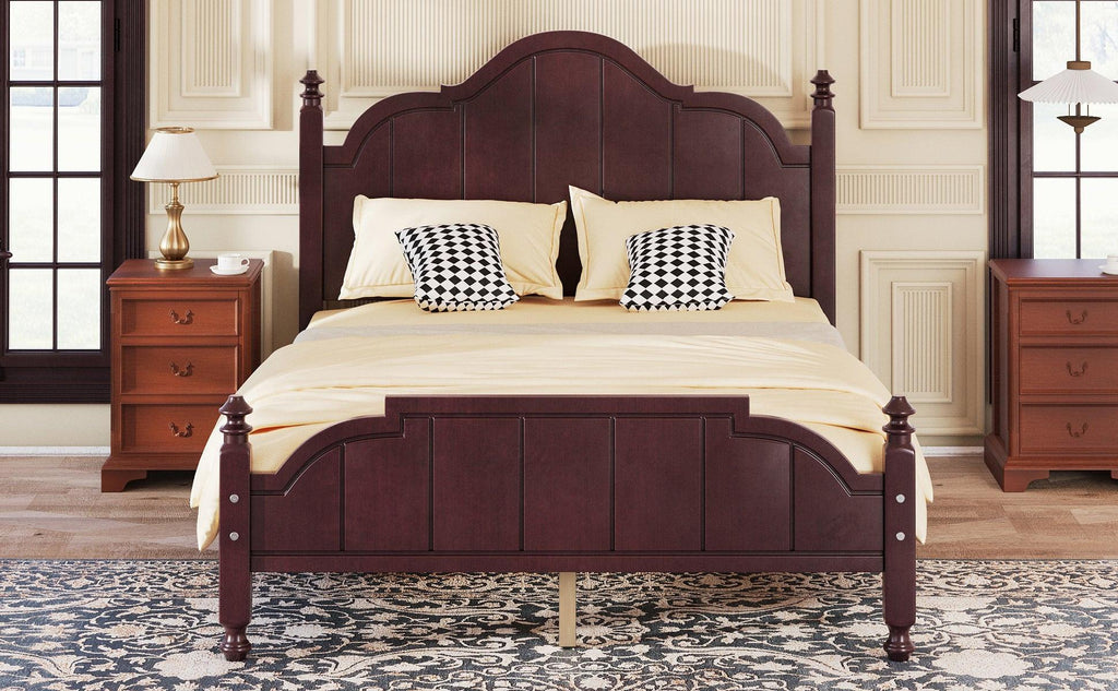 Full Size Wooden Bed Frame with Headboard, Easy Assembly.