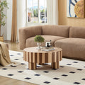 Round Wood Coffee Table for Living Room Decor.