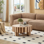 Round Wood Coffee Table for Living Room Decor.