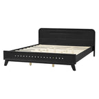 Black Queen Size Solid Wood Bed With No Box Spring.