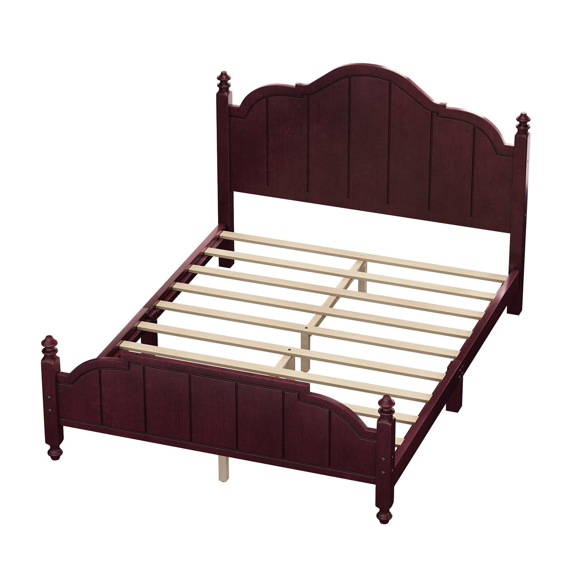 Vintage Queen Bed Frame with Headboard and Slats Support.