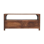 Solid Wood Arc-Line Media Console - Solid Wood Media Console.