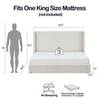 Carmen Wingback Bed Frame in Ivory Boucle - King Size.