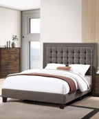 Full Size Upholstered Bed with Tufted Headboard.
