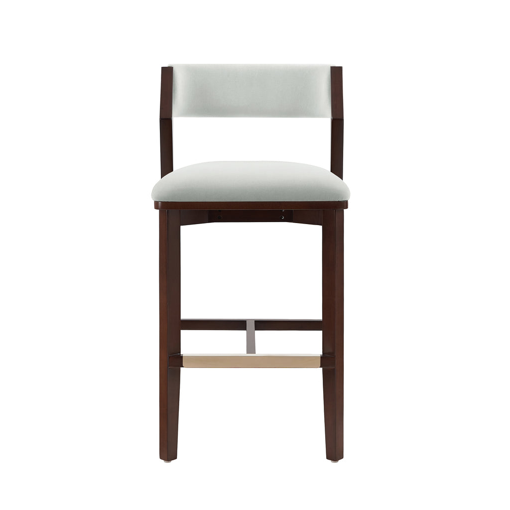 Patricia Wood Upholstered Barstool in White Glacier