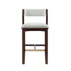 Patricia Wood Upholstered Barstool in White Glacier